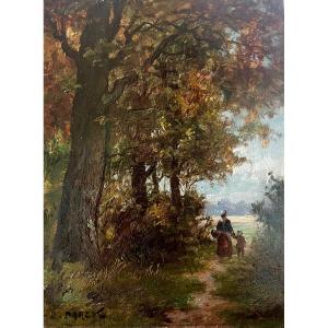 "Femme sur un sentier" Louis Darey