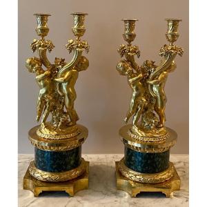 Paire De Candélabres Louis XVI, signés Victor Paillard