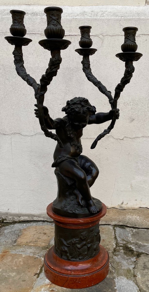Candélabre XIXe  En Bronze.  Bacchus d'Après Clodion
