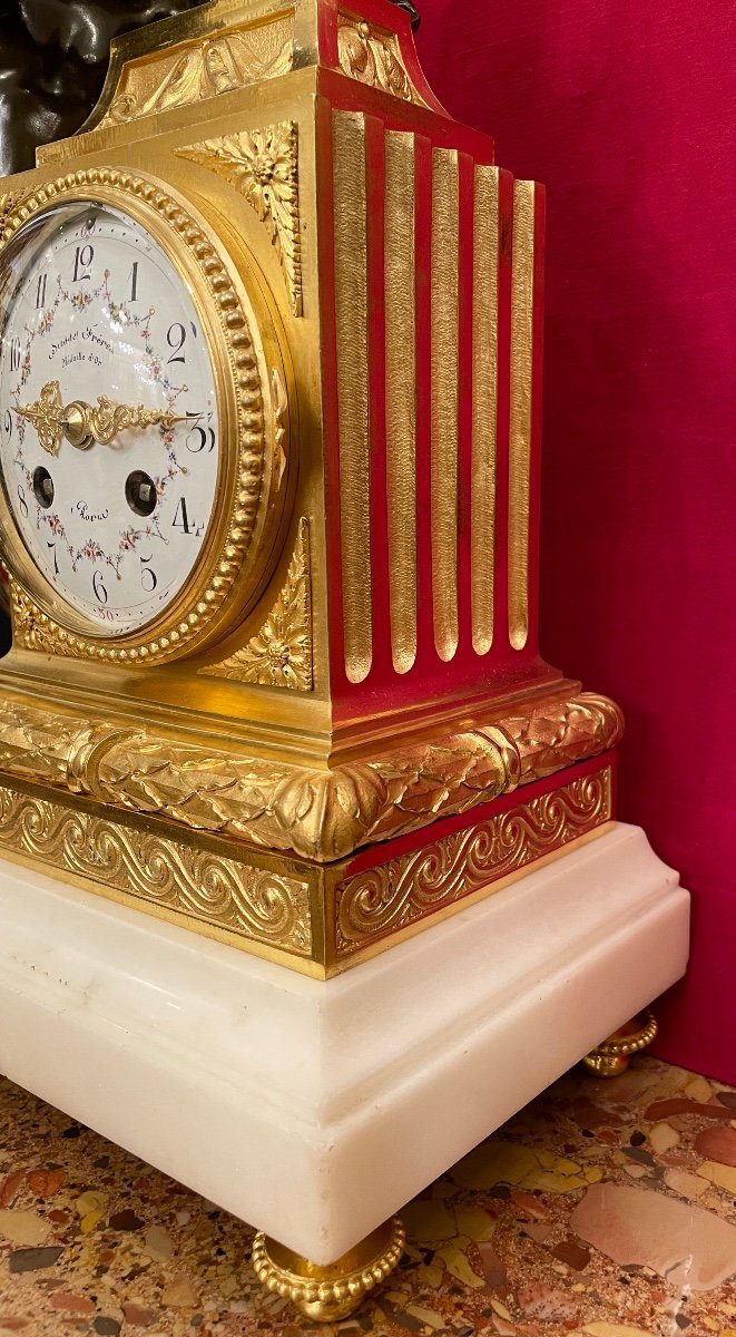 Pendule En Bronze De Style Louis XVI, Signée Susse Frères-photo-4