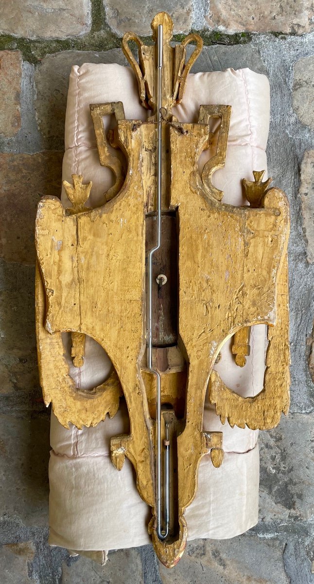 Baromètre d'époque Louis XVI En Bois Doré, d'Après J.c. Delafosse-photo-8