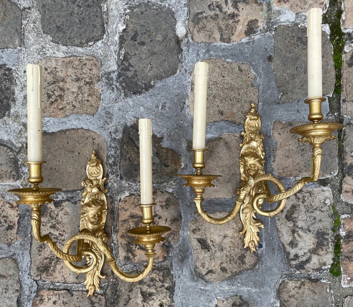 4 Regency Zephyr Sconces In Gilt Bronze-photo-2