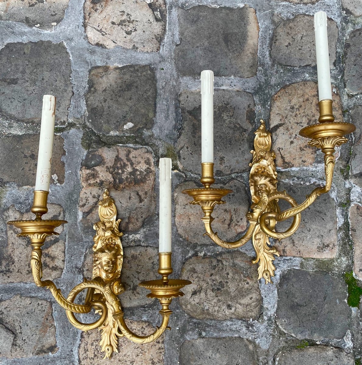 4 Regency Zephyr Sconces In Gilt Bronze-photo-4