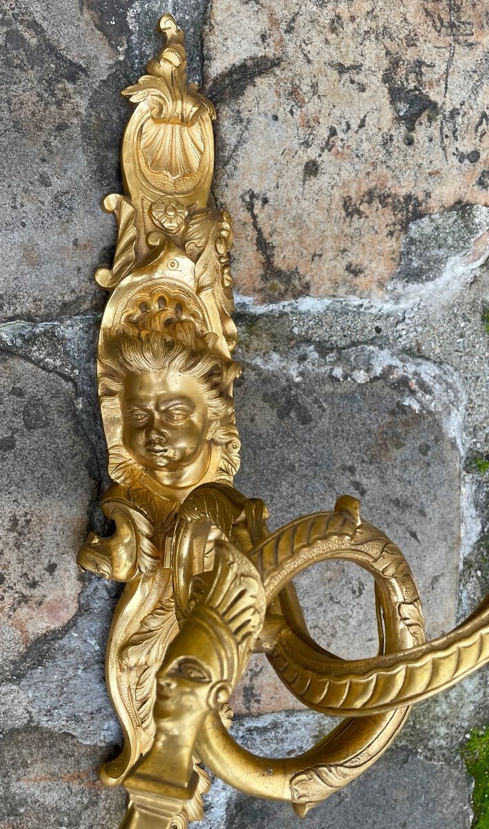 4 Regency Zephyr Sconces In Gilt Bronze-photo-2