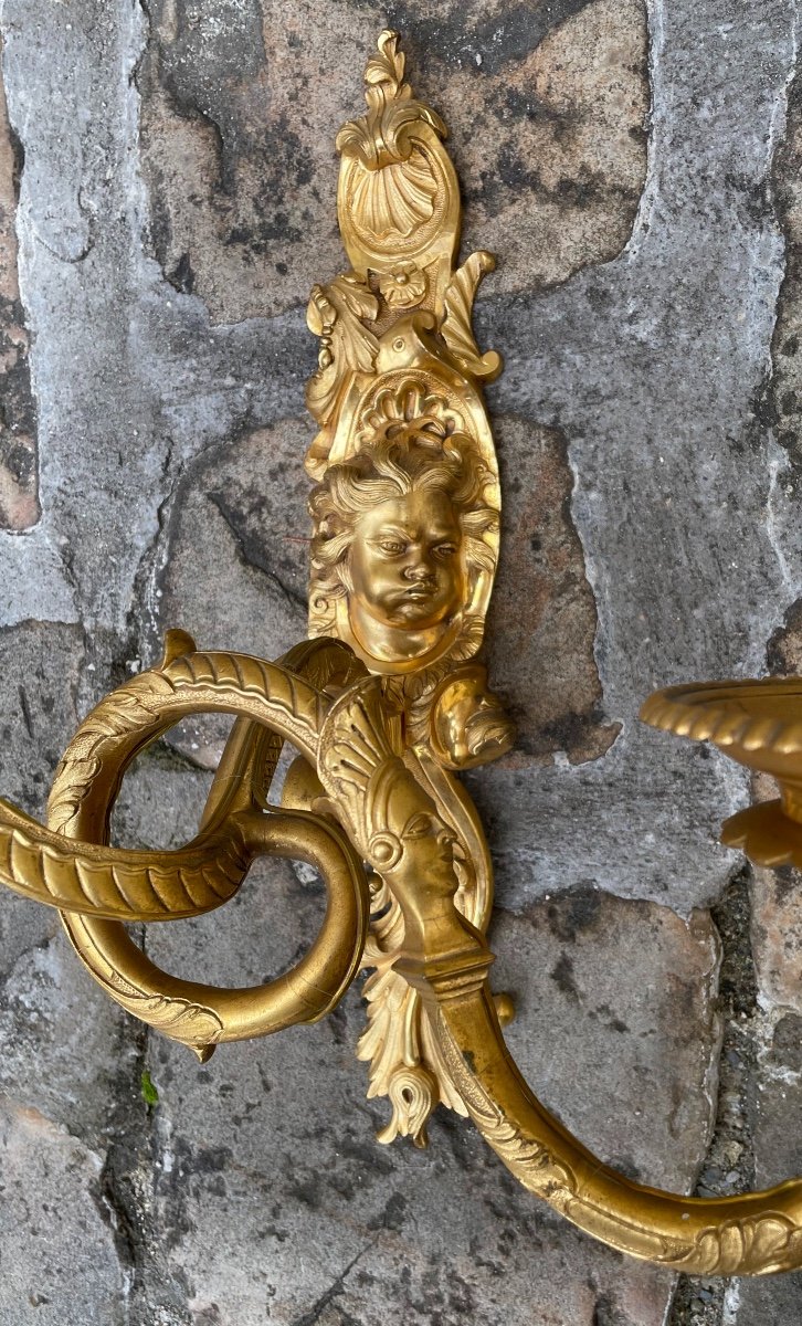 4 Regency Zephyr Sconces In Gilt Bronze-photo-3