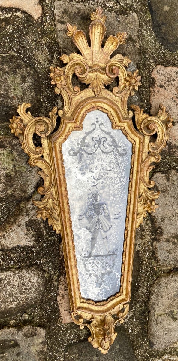 Pair Of Italian Mirrors In Carved And Gilded Wood-photo-3
