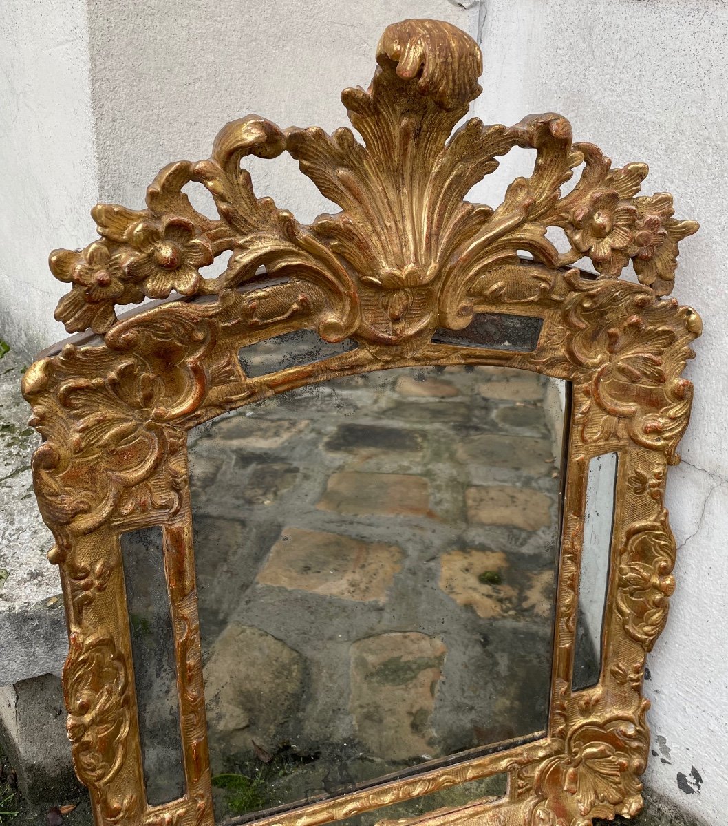 Miroir d'époque Régence En Bois Doré-photo-2