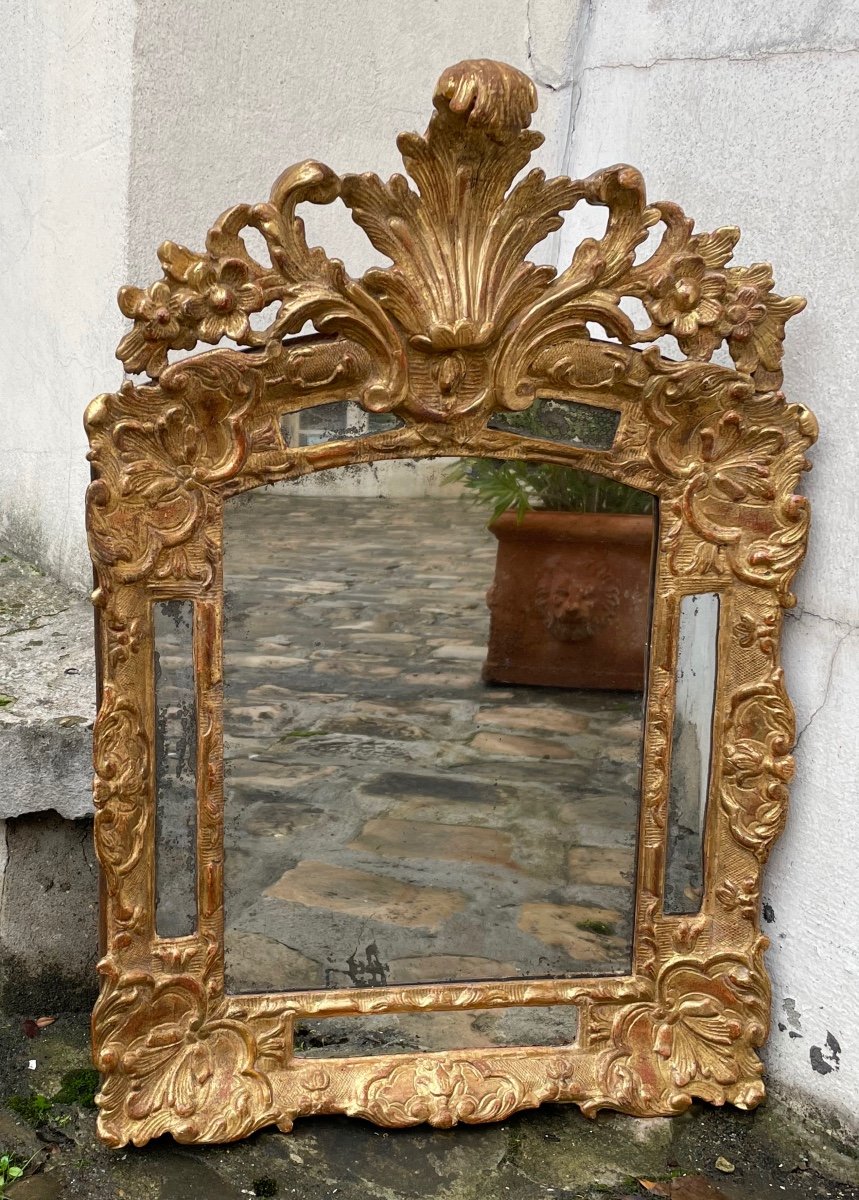 Miroir d'époque Régence En Bois Doré-photo-4