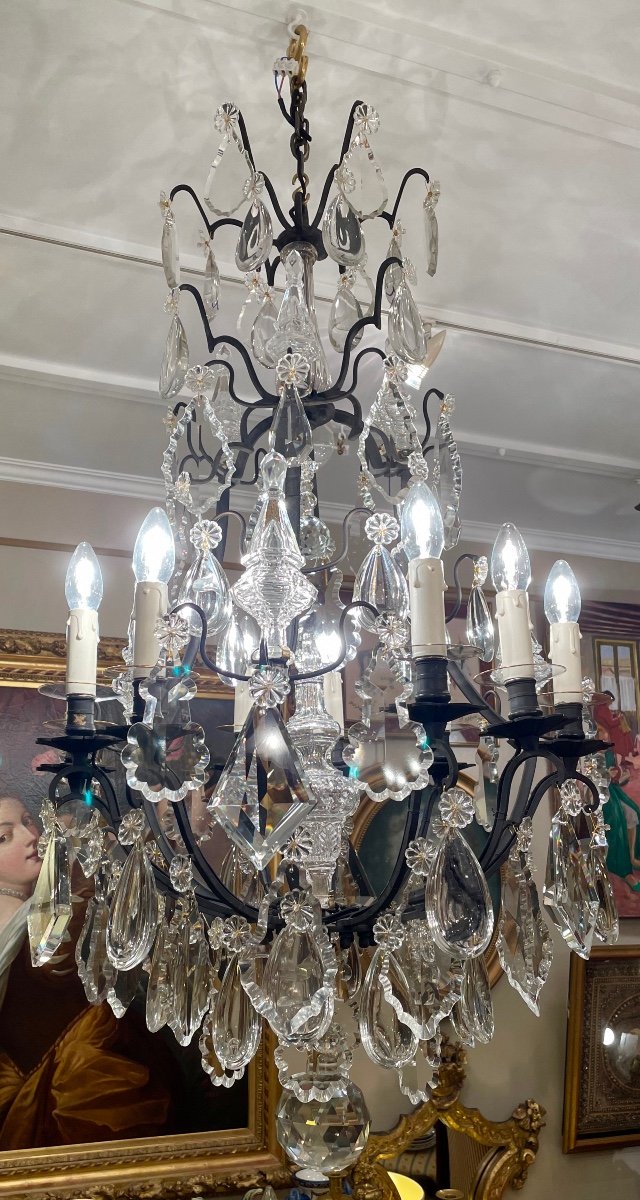 Louis XV Cage Chandelier, In Crystal