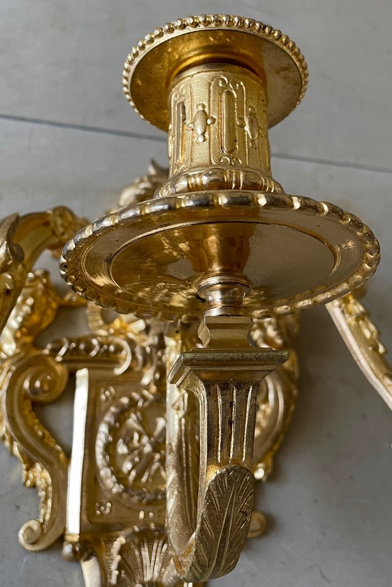 Pair Of Louis XIV Sconces In Gilt Bronze-photo-5