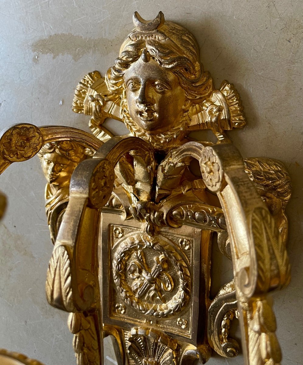 Pair Of Louis XIV Sconces In Gilt Bronze-photo-6