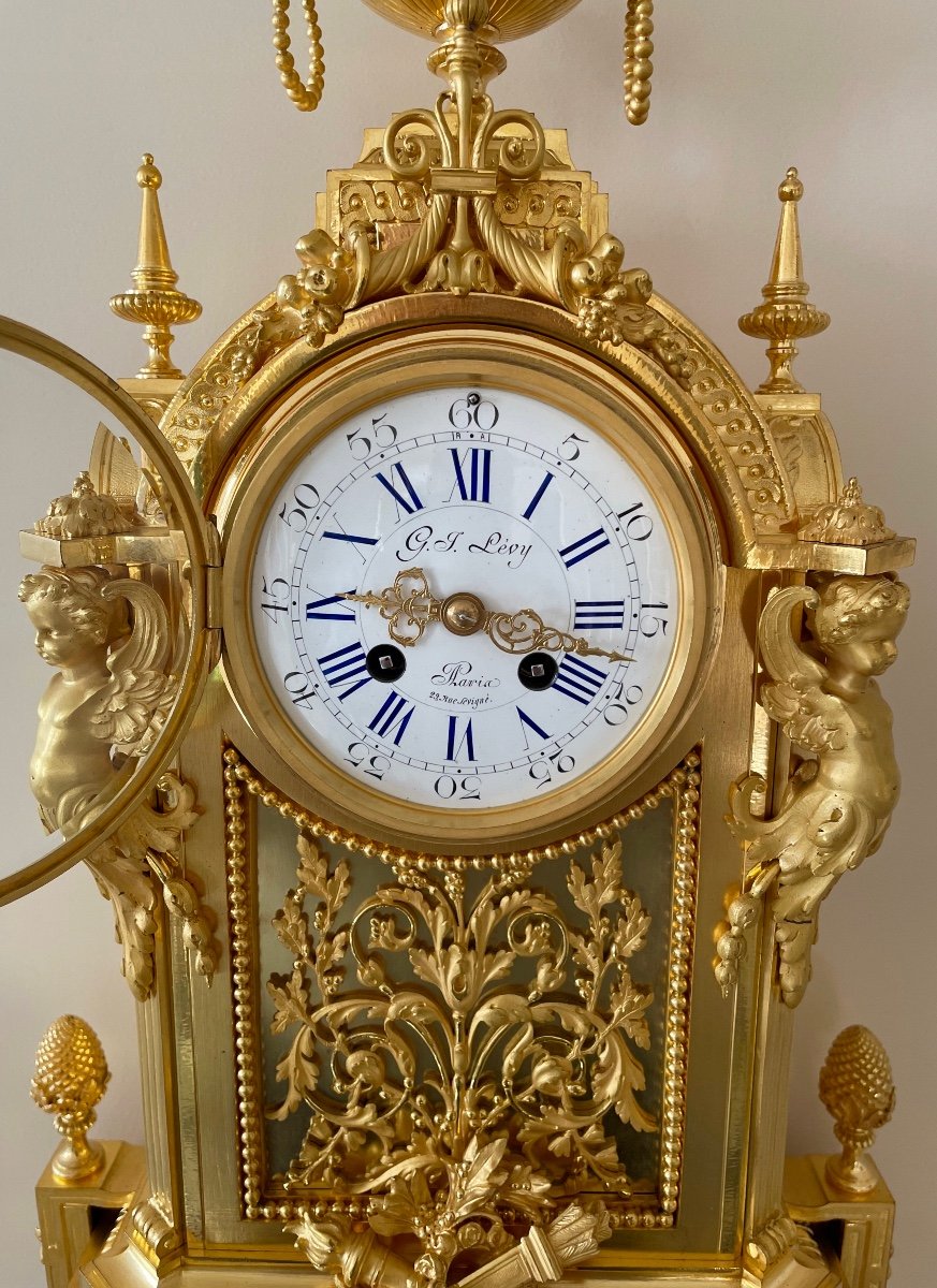 Pendule Louis XVI, signée  Gustave Lévy-photo-2