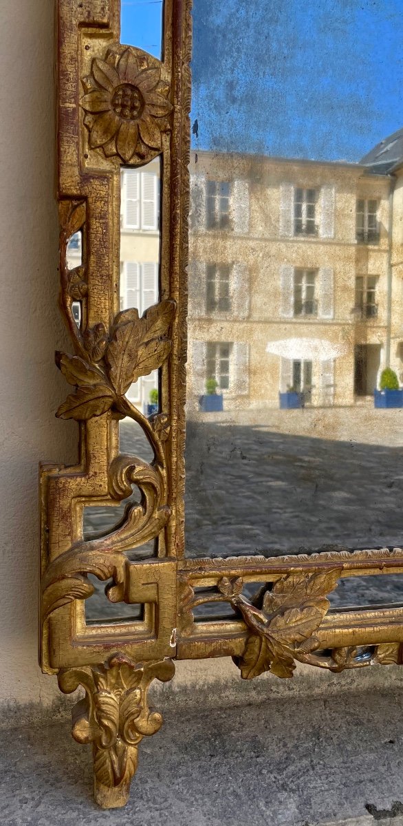 Miroir à parecloses d'époque Louis XVI En Bois Doré-photo-6
