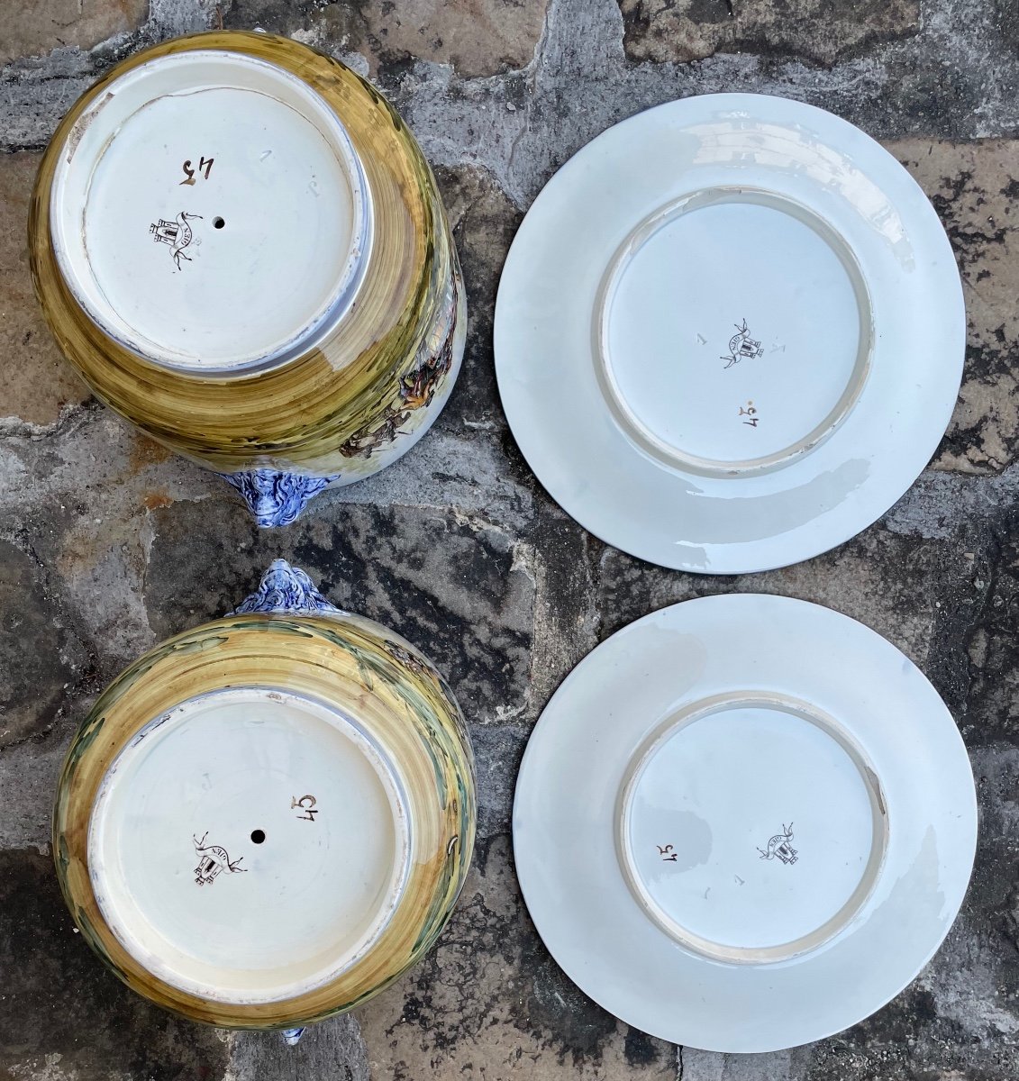 Paire De Cache-pots En Faïence De Gien. 19e Siècle-photo-7