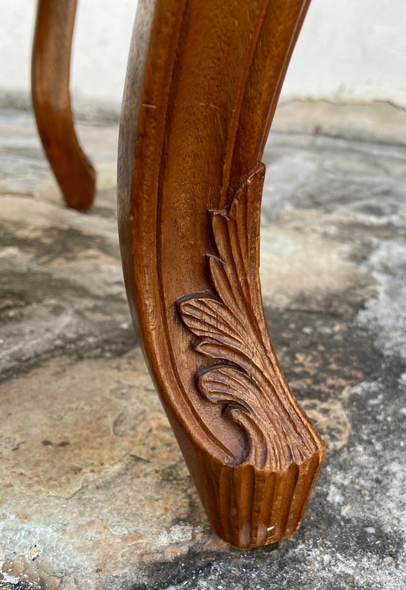 Tabouret d'époque Louis XV En Noyer Sculpté-photo-7