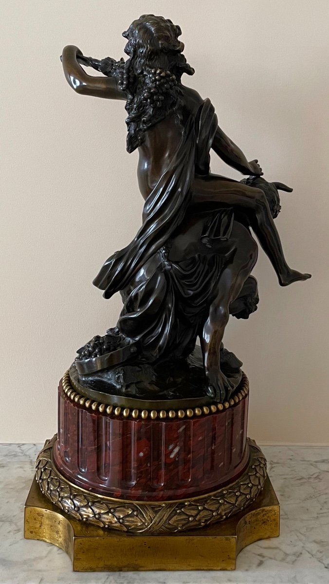 Bronze Sculpture, After Clodion. Young Bacchante Riding A Faun-photo-4