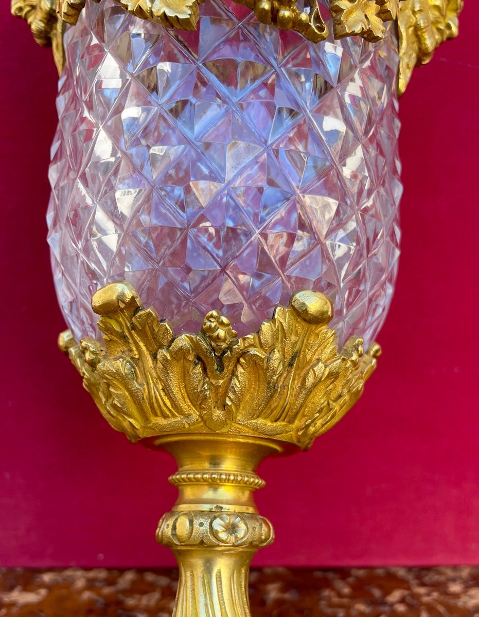 Pair Of Potpourri Vases In Baccarat Crystal And Gilt Bronze-photo-7
