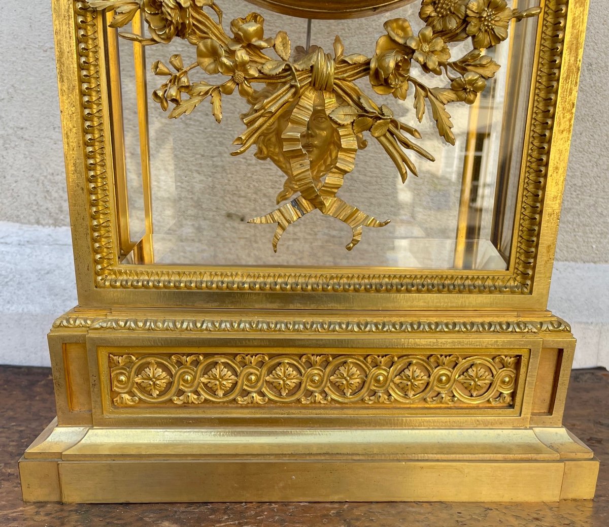 Pendule Cage Louis XVI En Bronze Doré-photo-4
