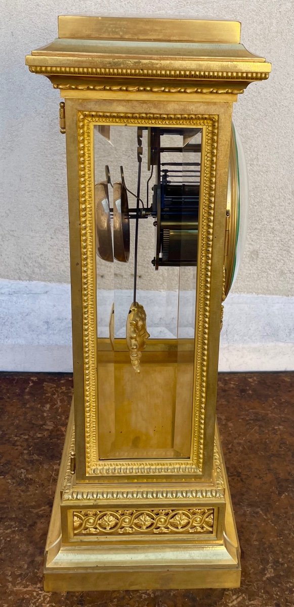 Louis XVI Cage Clock In Gilt Bronze-photo-3