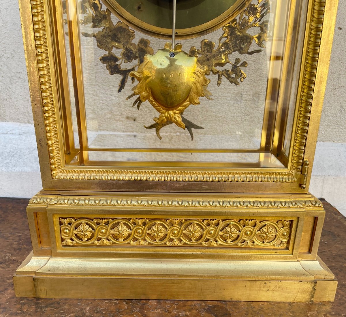 Pendule Cage Louis XVI En Bronze Doré-photo-6
