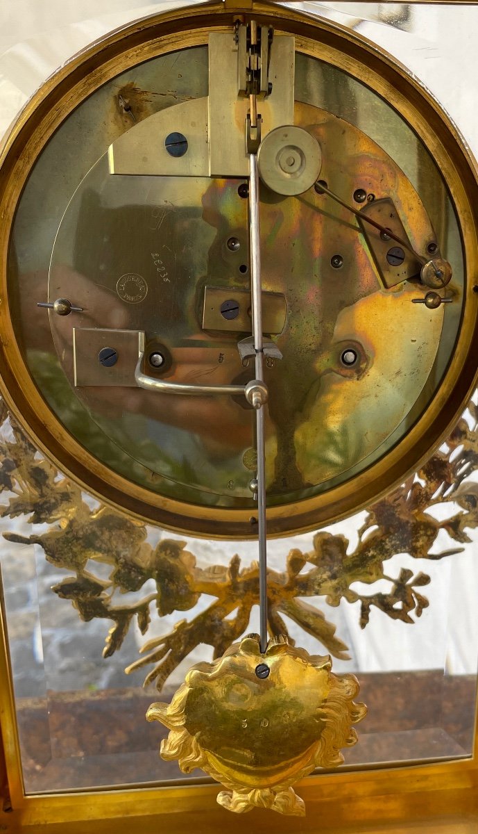 Pendule Cage Louis XVI En Bronze Doré-photo-8