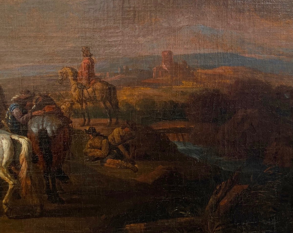 Painting. Oil On Canvas. Flemish School Of The 17th Century. Circle Of Pieter Van-bloemen-photo-2