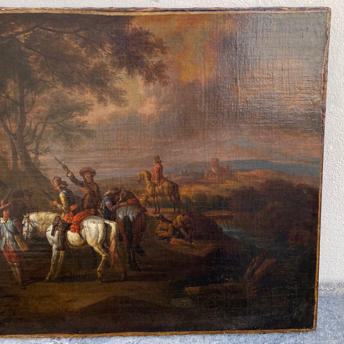 Painting. Oil On Canvas. Flemish School Of The 17th Century. Circle Of Pieter Van-bloemen-photo-3