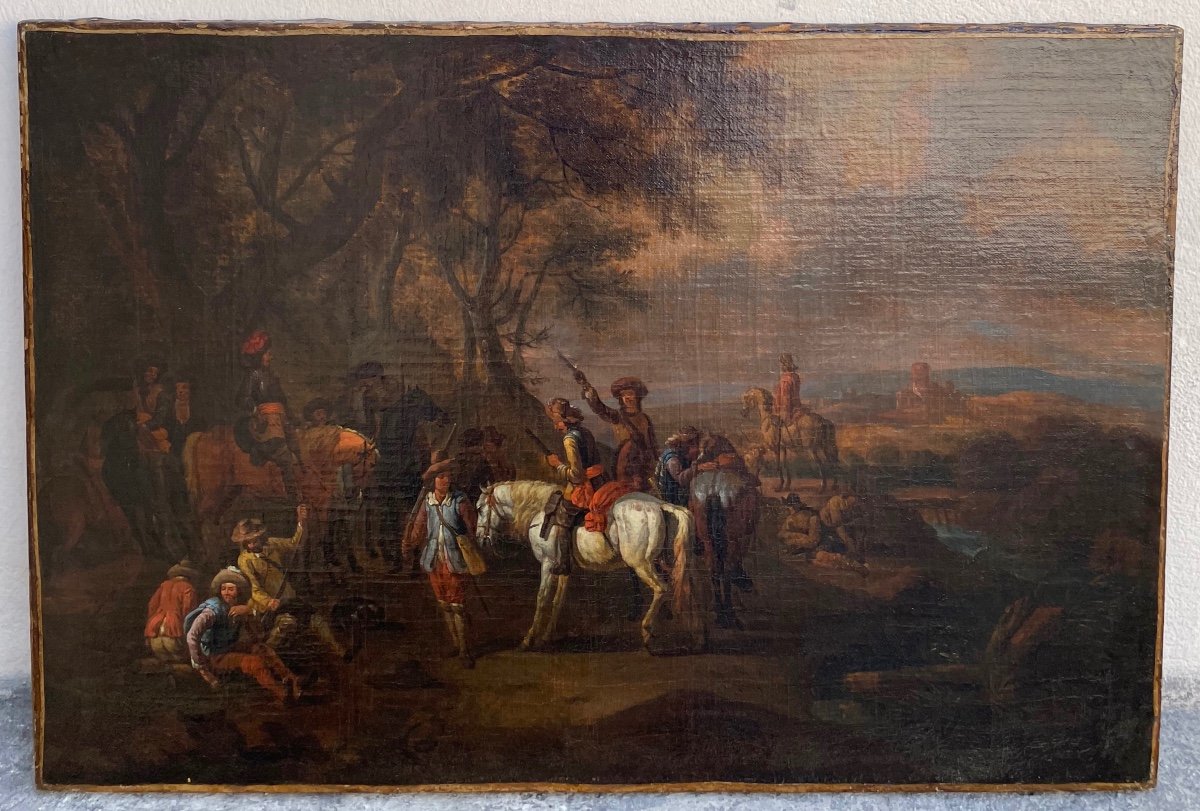 Painting. Oil On Canvas. Flemish School Of The 17th Century. Circle Of Pieter Van-bloemen-photo-3