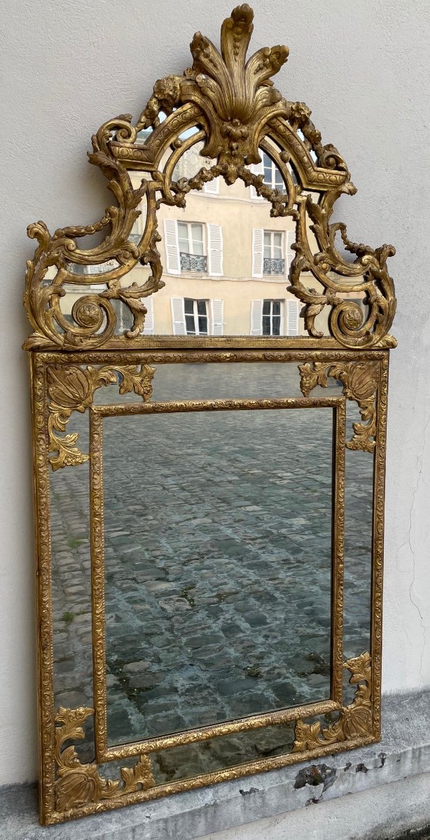 Miroir d'époque Régence En Bois Doré-photo-4