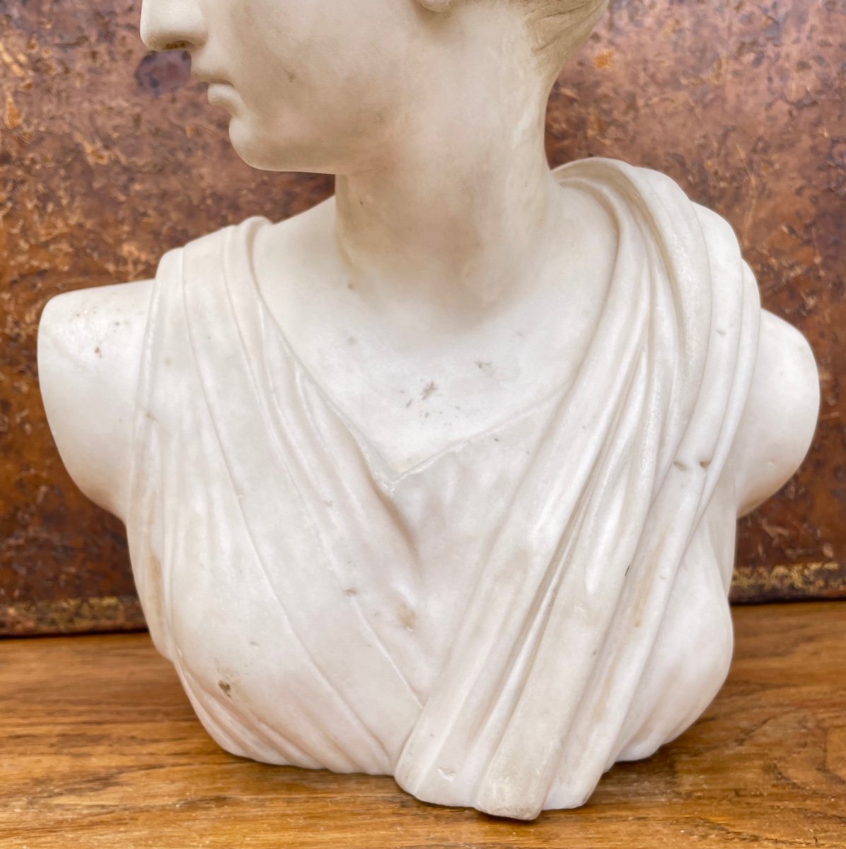 Sculpture En Marbre. Buste De Femme à l'Antique.-photo-3