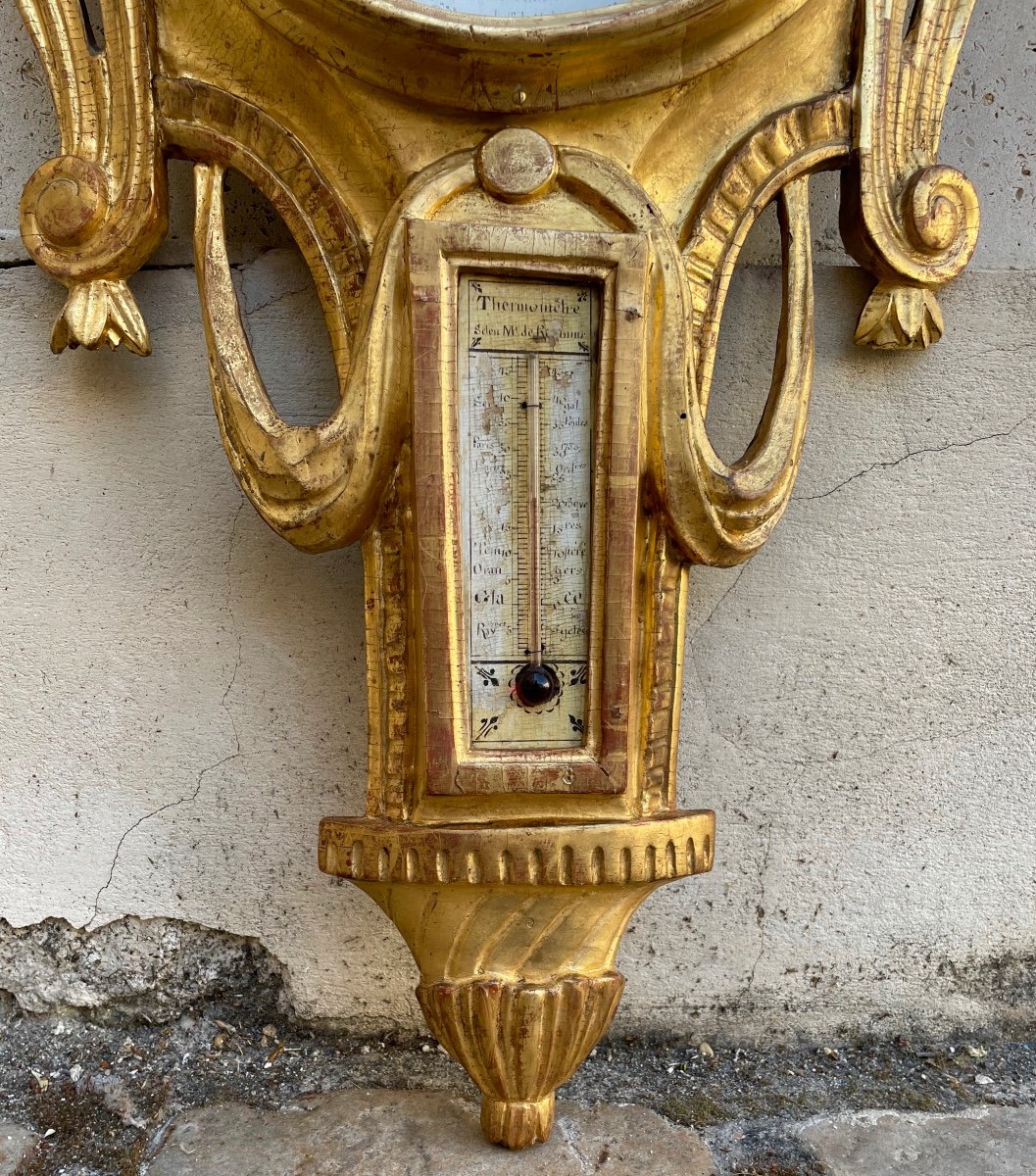 Baromètre d'époque Louis XVI En Bois Doré , signé CICERY. Fournisseur de la famille Royale-photo-5