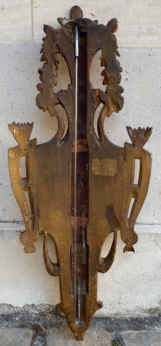 Baromètre d'époque Louis XVI En Bois Doré , signé CICERY. Fournisseur de la famille Royale-photo-7
