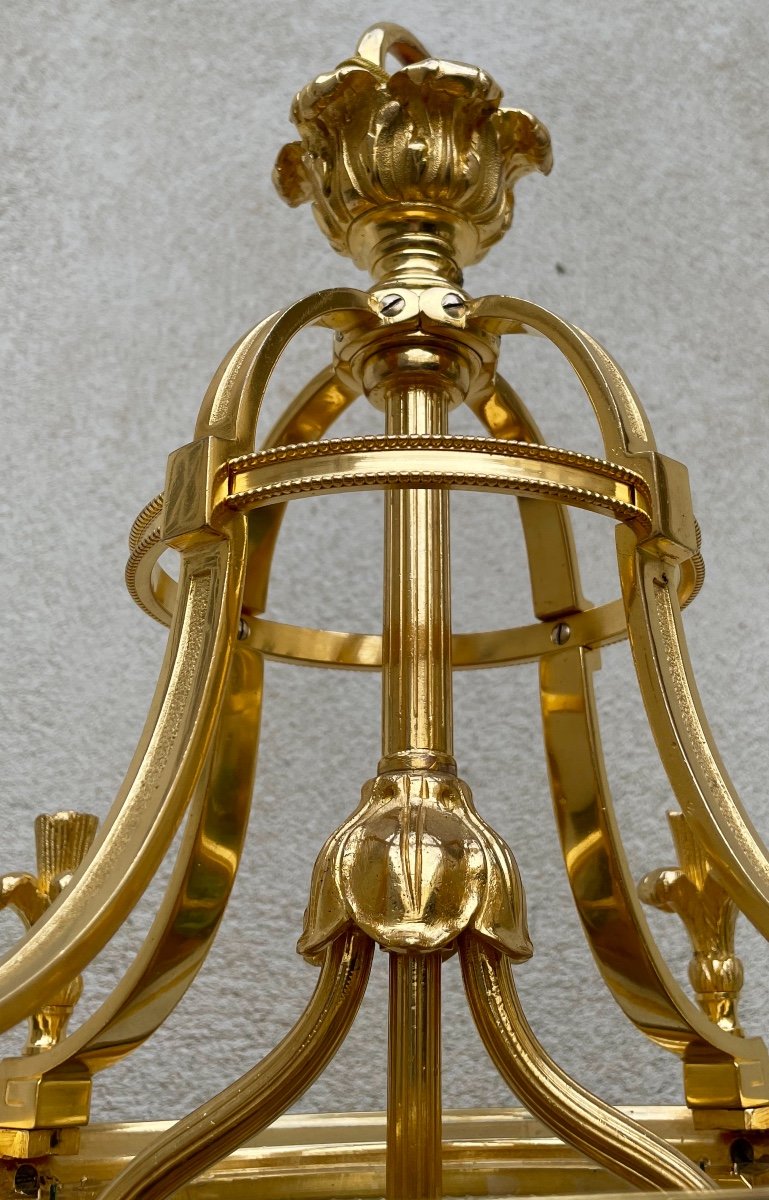 Lanterne Louis XVI En Bronze Ciselé Et  Doré-photo-4