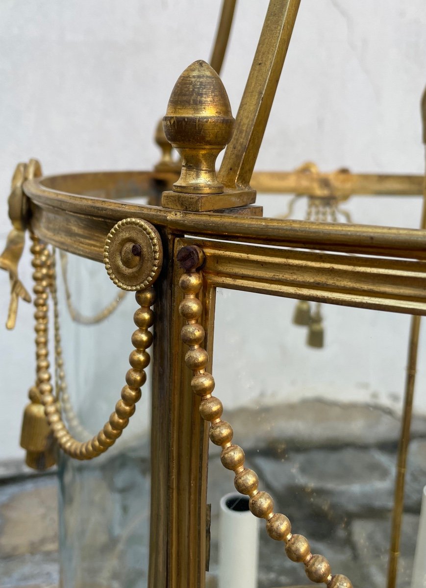 Lanterne d'époque Louis XVI En Bronze Doré-photo-1