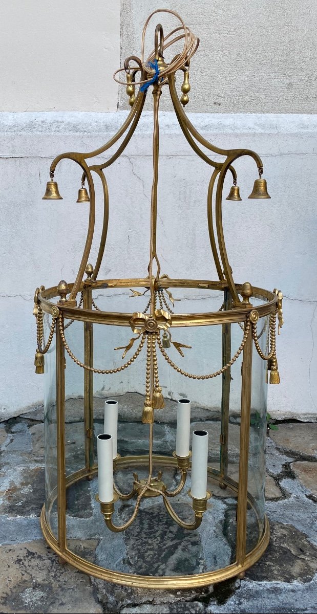 Lanterne d'époque Louis XVI En Bronze Doré-photo-8