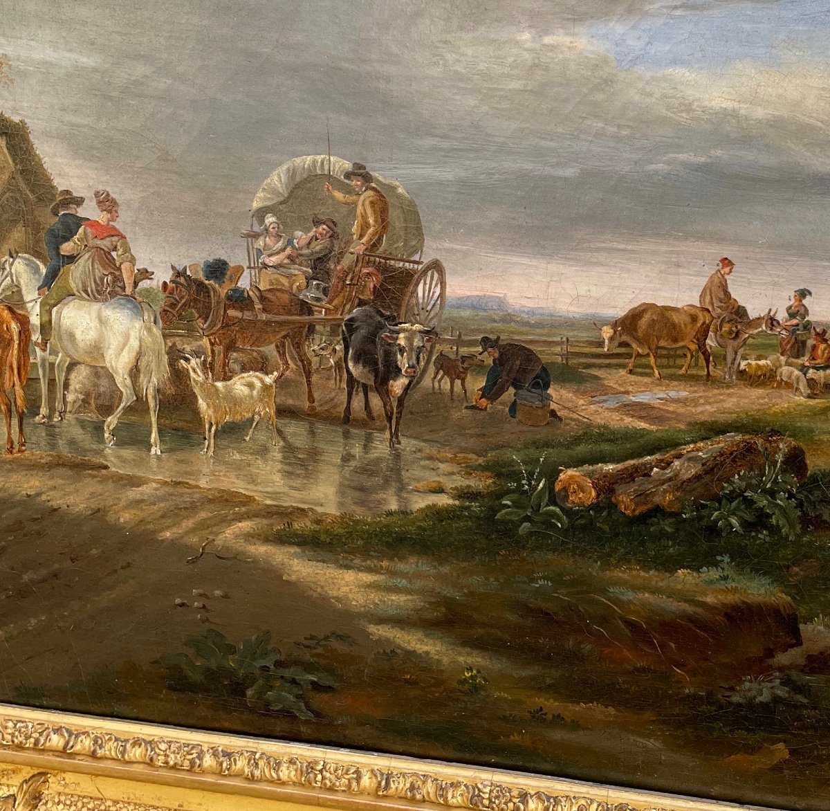 Tableau. Huile Sur Toile. Ecole Française Du 19e Siècle.d'après Jean-louis Demarne-photo-5