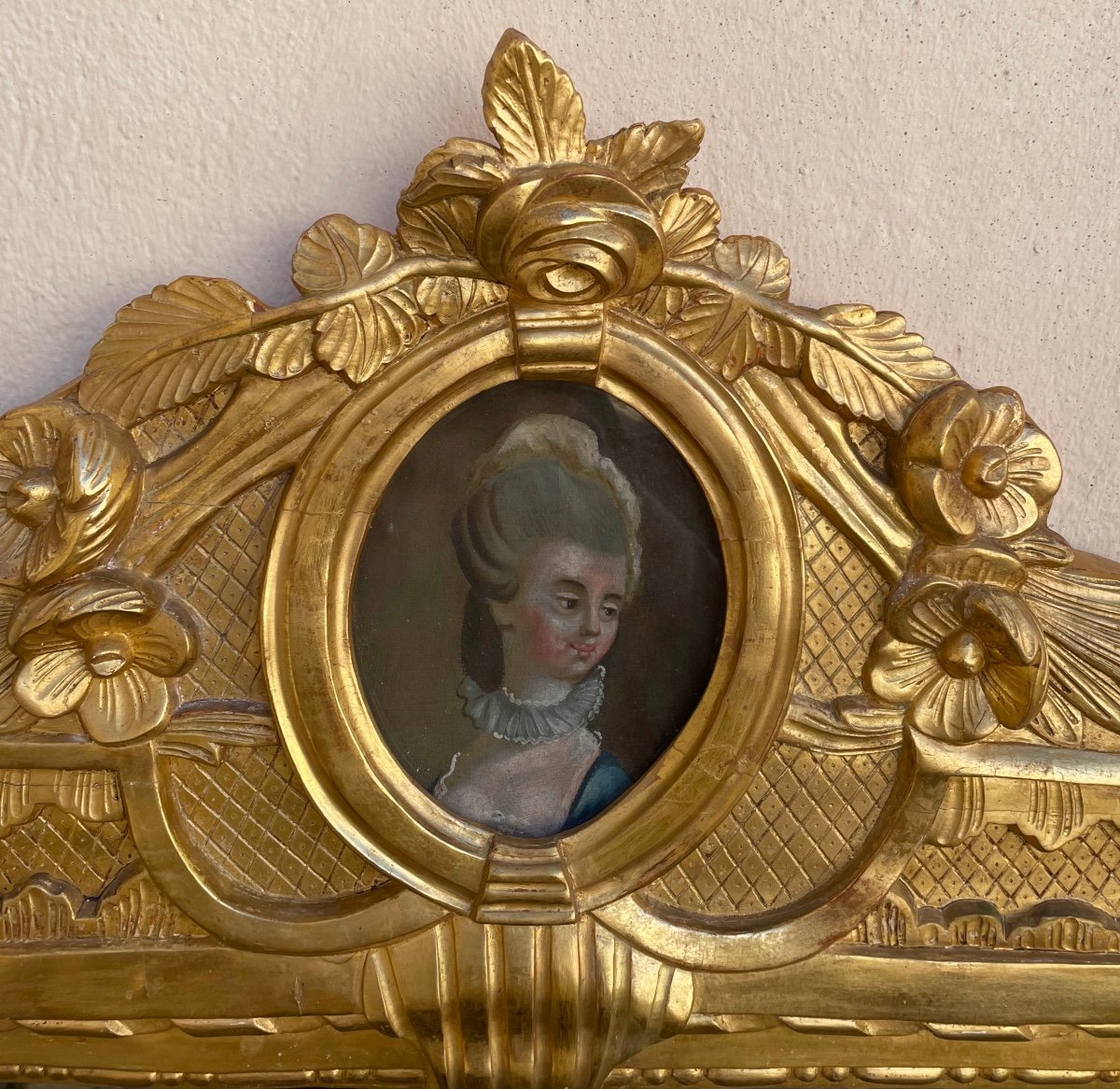 Miroir d'époque Louis XVI En Bois Doré-photo-4