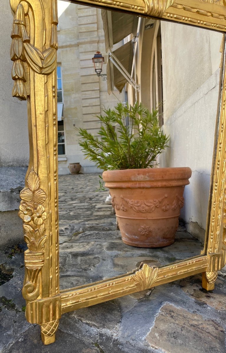 Miroir d'époque Louis XVI En Bois Doré-photo-1