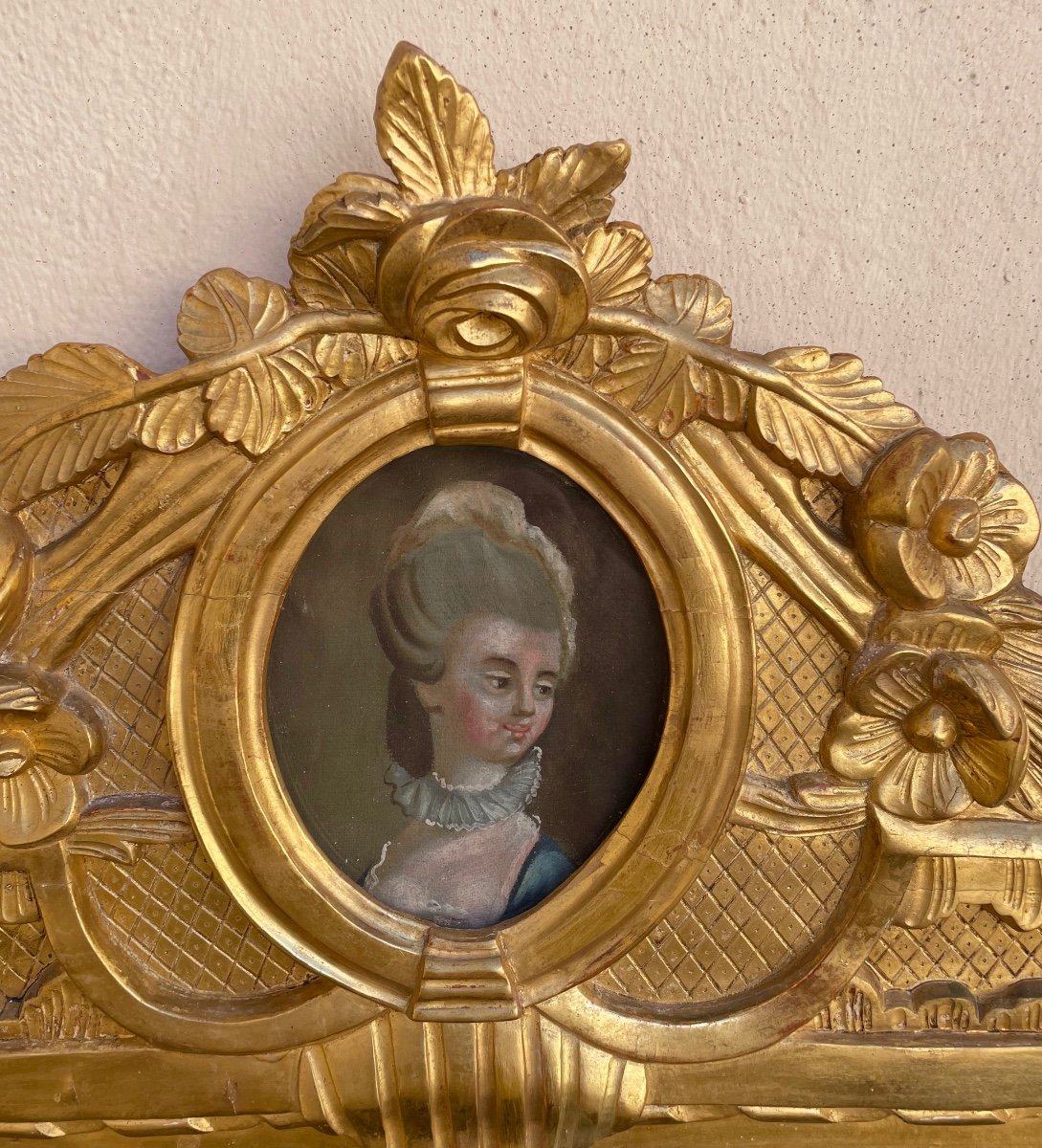 Miroir d'époque Louis XVI En Bois Doré-photo-2