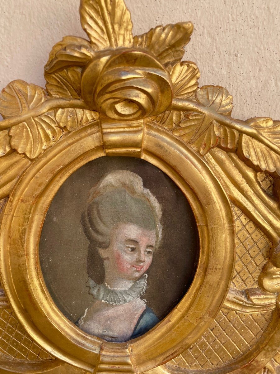 Miroir d'époque Louis XVI En Bois Doré-photo-5