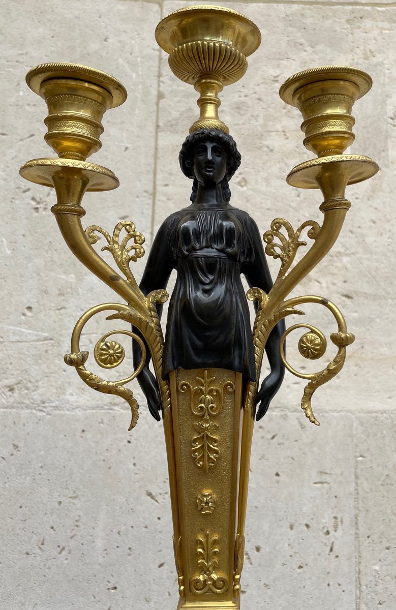 Pair Of Empire Candelabra With Caryatids-photo-3