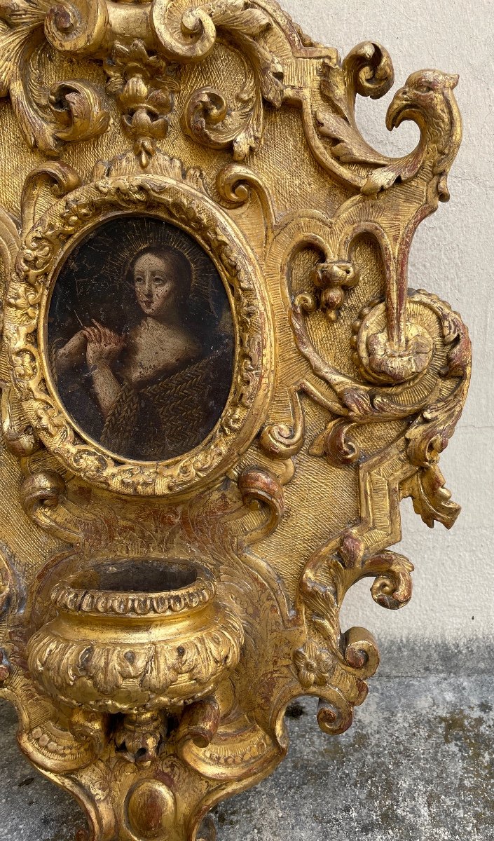 Louis XIV Period Carved And Gilded Wood Stoup-photo-3