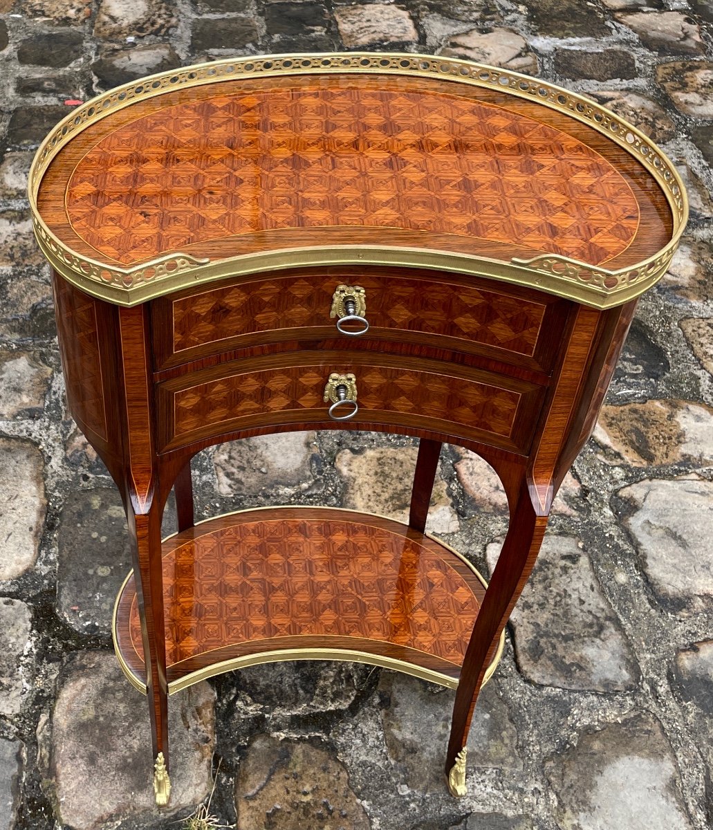 Transition Style Kidney Table, Inlaid On All Sides-photo-2