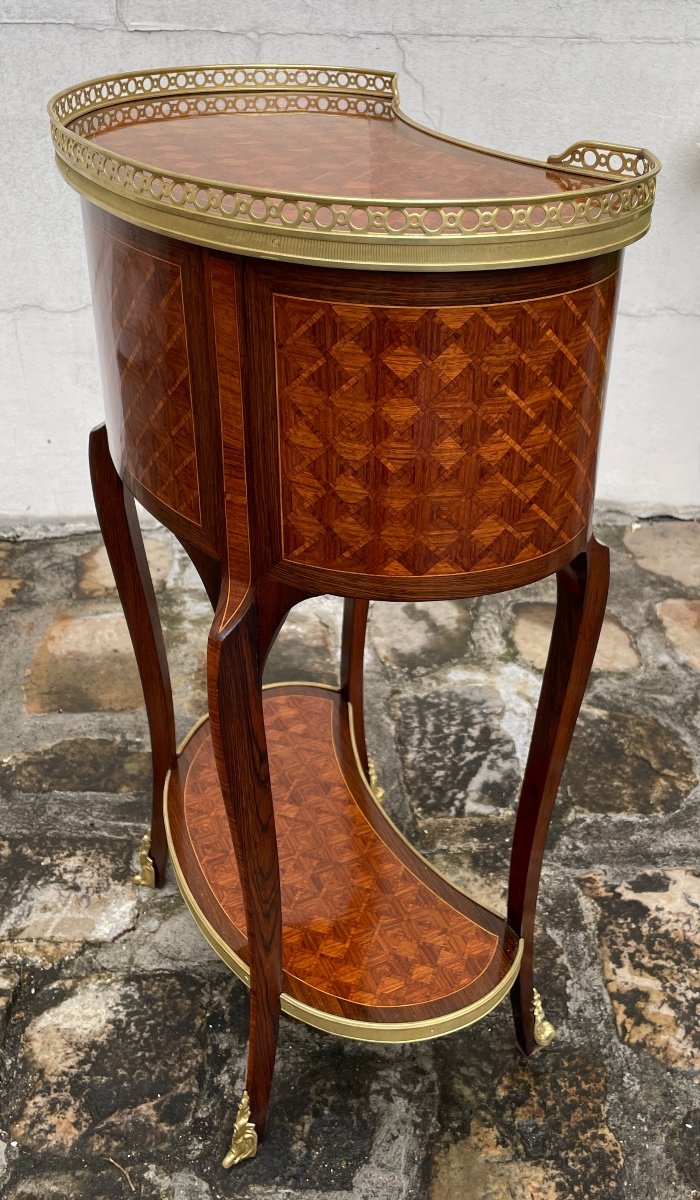 Transition Style Kidney Table, Inlaid On All Sides-photo-5