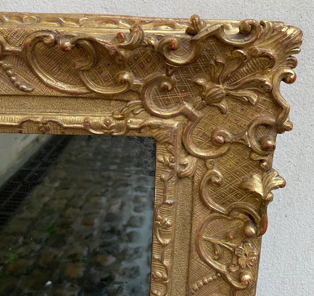 Miroir d'époque Louis XV En Bois Doré-photo-3