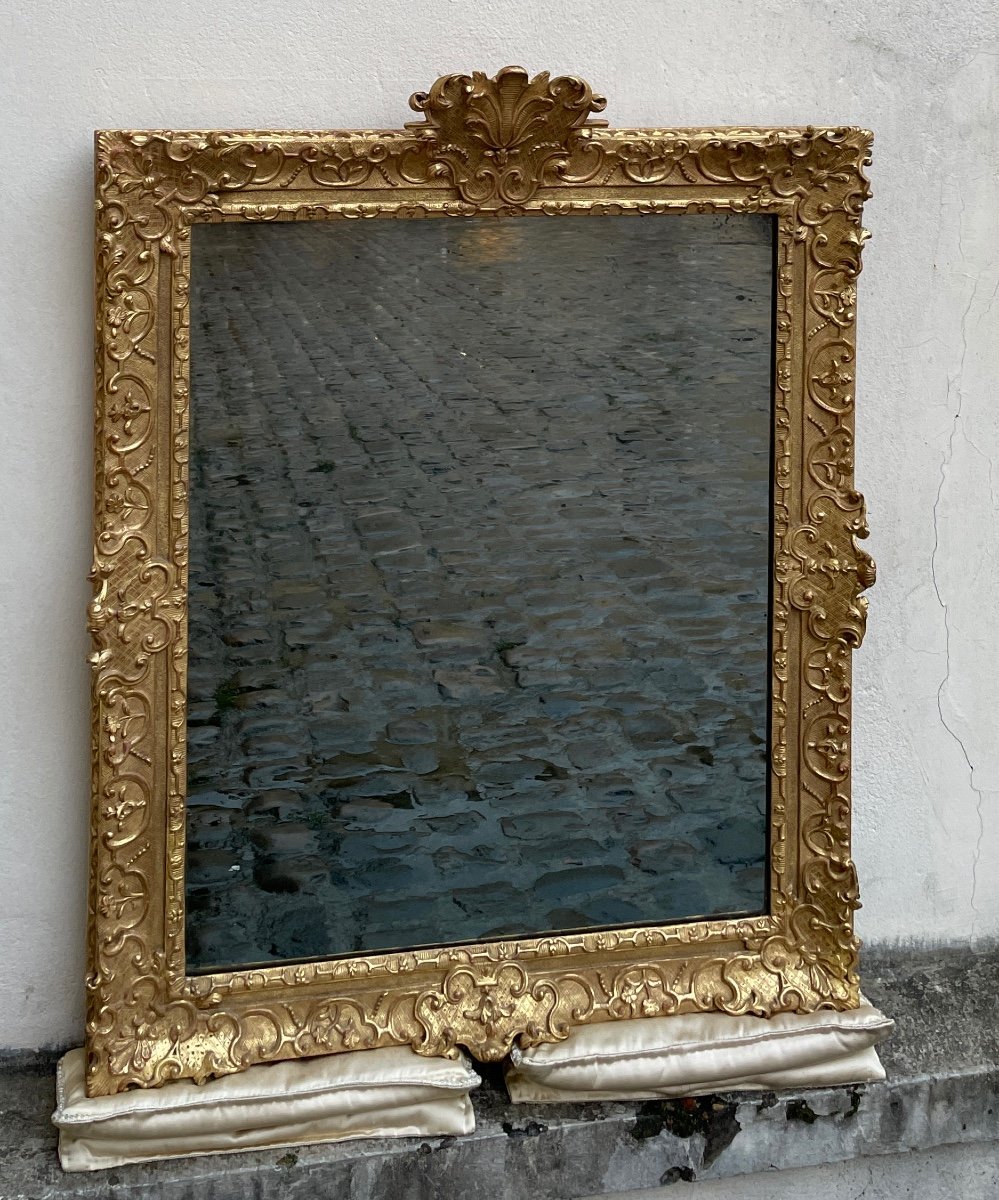 Miroir d'époque Louis XV En Bois Doré