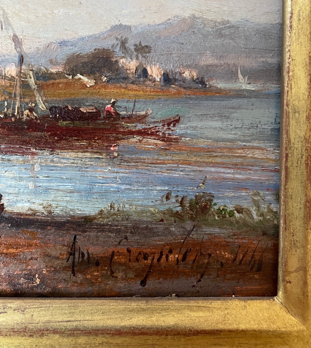 Tableau Orientaliste . Huile Sur Bois. Louis Amable Crapelet-photo-5
