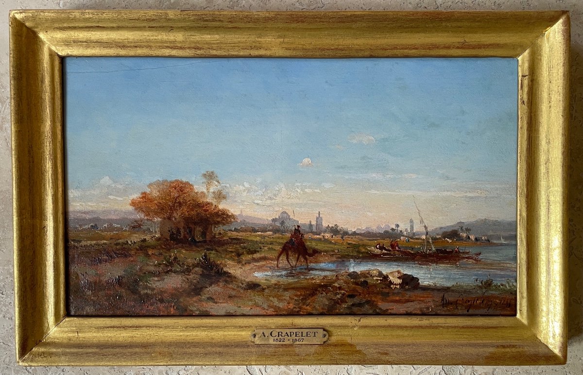 Tableau Orientaliste . Huile Sur Bois. Louis Amable Crapelet