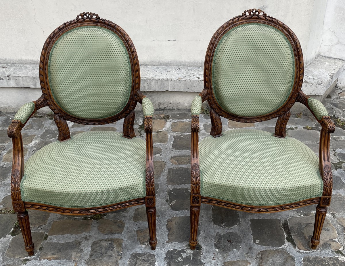 Pair Of Louis XVI Style Cabriolet Armchairs-photo-7
