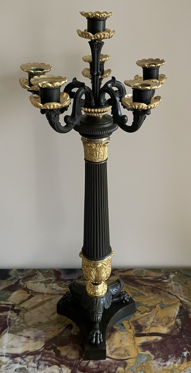 Pair Of Bronze Candelabra From The Restoration Period-photo-2